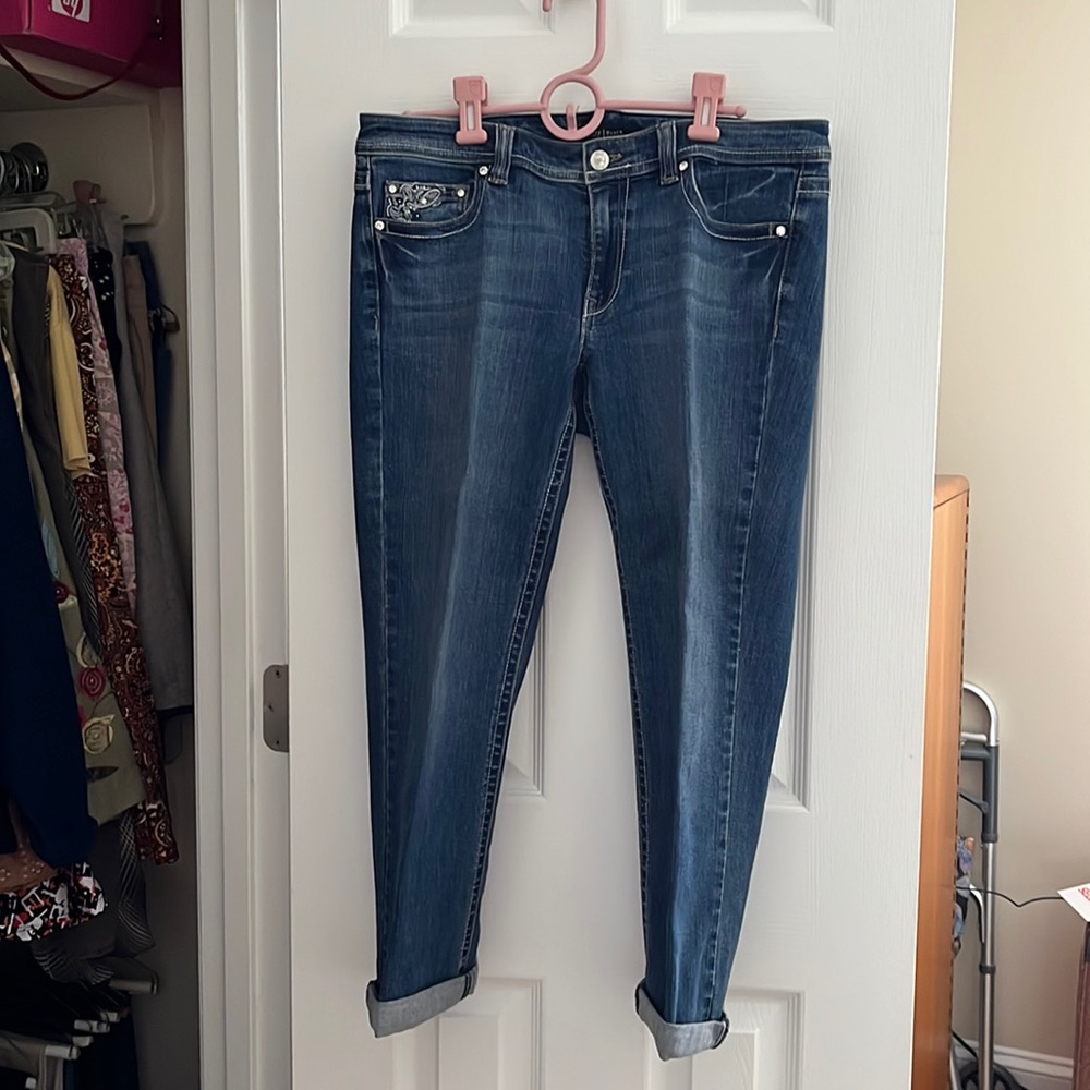 Embellished blue jeans